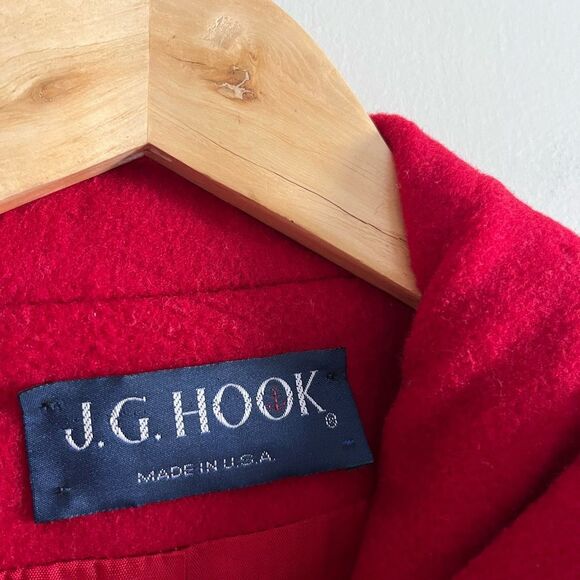 Vintage J.G. Hook Red Wool Blend Coat Women’s Size 12 Double Breasted USA Made - Picture 5 of 10